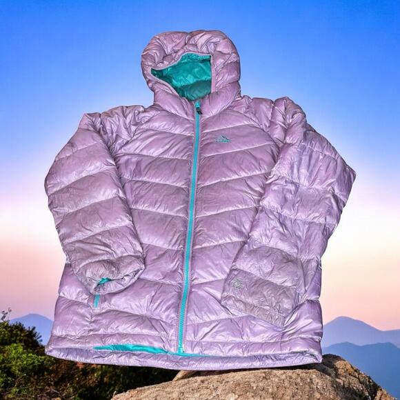 LL Bean Kids Large 14-16 Jacket Ultralight 650 Goose Down Hooded 507404 Purple - Picture 1 of 16